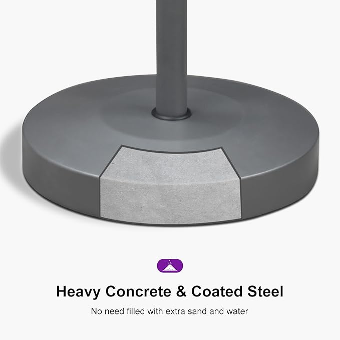 PURPLE LEAF Patio Umbrella Base Stand AT4035 Market Table Umbrellas Outdoor Heavy Duty Round Concrete Stand 77 LBS Black