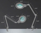Neatfi XL Bifocal LED Magnifying Lamp – 7-Inch Acrylic Lens, 2.25x & 6X Magnification, 1,600 Lumens, Dimmable LED, Adjustable Arm, Hands-Free Close Work (Silver, with Clamp)