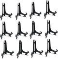 Artliving 7 Inch Black 12pcs/Set Plastic Easels Plate Display Stands Picture Frame Stand Holder