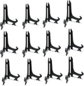 Artliving 3 Inch Black 12pcs/Set Plastic Easels Plate Display Stands Picture Frame Stand Holder