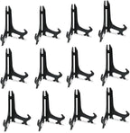 Artliving 6 Inch Black 12pcs/Set Plastic Easels Plate Display Stands Picture Frame Stand Holder