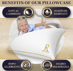 Royal Therapy Pillows Queen Size Set of 2, Shredded Memory Foam Queen, Rayon Derived from Bamboo, Queen Pillows, for Side Sleepers Bed Cooling