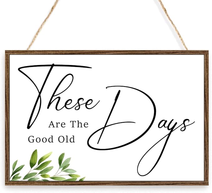 These Are The Good Old Days Sign Wood Plaque Wall Decor,Positive Quote Wooden Hanging Sign Wall Pediments for Home Office Front Door Wall Decor