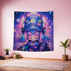 HOUHUANG Hanging paintings, blacklight tapestry, murals, and decorative paintings, fluorescent anime, cartoons, polyester material (59 "x 59") for families, bars, and outdoor parties (Cool girl)