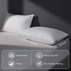 Goose Feather Down Pillow Queen Size Set of 2, Hotel Collection Bed Pillows for Sleeping, 2 Pack, Down Surrounded Soft Medium Firm Pillows for Side Back Sleepers 20 x 30 in.
