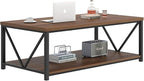 FOLUBAN Modern Coffee Table, Wood and Metal Center Table with Storage, Industrial Cocktail Table for Living Room, Rustic Walnut, 47 Inch