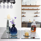 GIMORRTO Glass Mirrored Coaster 2 PC, Crushed Diamond Square Cup Mat 10" Decor on Tabletop for Bar Tools Dining Table