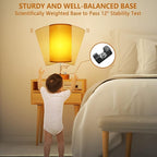 HiBay 17.75" Dimmable Bedside Table Lamp with Charging Station - 2 USB Ports & AC Outlet, Rustic Wood-Grain Nightstand Light with Parchment Shade for Bedroom Living Room Dorm, Bulb Included