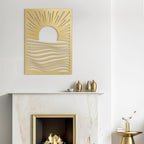 SIGNLEADER Metal Wall Art Decor Moons in Landscape Minimalist Modern Abstract Wall Sculpture Hangings Home Decoration for Living Room, Bedroom, Bathroom, Kitchen, Outdoor - 36" Gold
