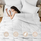 JOLLYVOGUE California King Comforter Set, Ultra-Soft Bed in a Bag Cal King Size 7 Pieces, Oeko-TEX Certified Bedding Set with Down Alternative Comforter, Sheets, Pillowcases & Shams, White