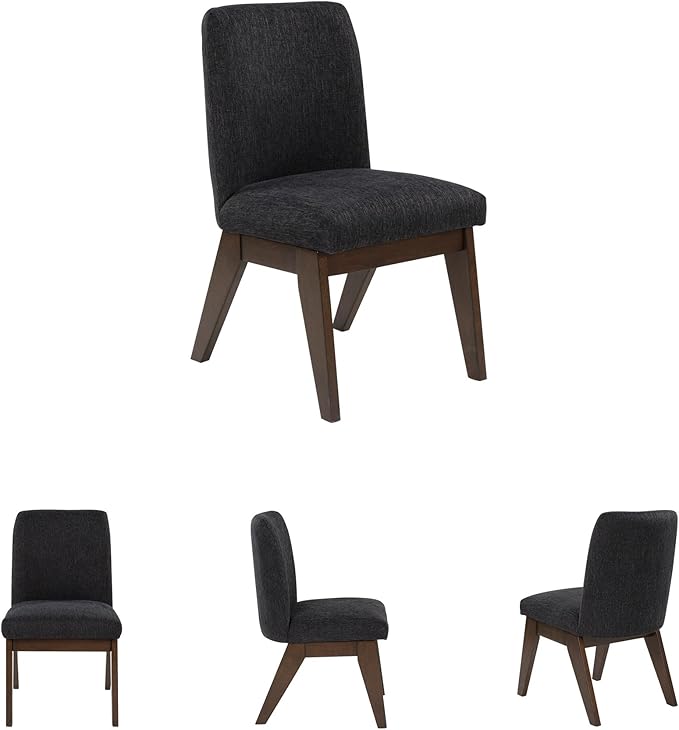 Signature Design by Ashley Kendamor Mid-Century Modern Upholstered Dining Chair with Solid Wood Frame and Bucket Design, Set of 2, Dark Brown