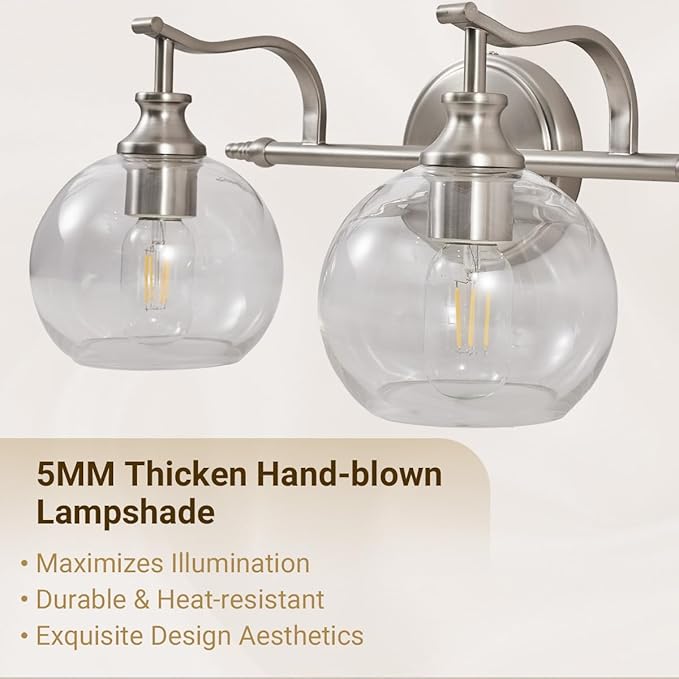 ANDY STAR Brushed Nickel Vanity Lights for Bathroom, 4 Light Vanity Light Brushed Nickel, Farmhouse Vanity Lighting Fixtures, 30.5 Inch Modern Silver Wall Sconce, E26 Base Bulbs Required, UL Certified