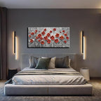 YaSheng Art - Hand painted 3D Oil Paintings On Canvas Red Flowers Paintings Modern Home Decor Abstract Artwork Canvas Wall Art Paintings,Stretched and Framed Ready to Hang 24x48inch