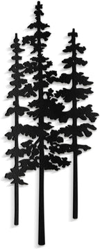 Metal Wall Art Decor Forest Pine Trees Minimalist Iron Tree Design Modern Nature-Inspired Wall Sculpture Hangings Home Decoration for Living Room, Bedroom, Bathroom, Kitchen, Outdoor - 18" Black
