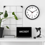 AKCISOT Atomic 10 Inch Wall Clock Analog Clocks for Indoor Kitchen, Battery Operated Clock for Bedroom Office Classroom Living Room(Black)