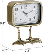 NIKKY HOME Vintage Table Top Clock, Cute Duck Paw Silent Shelf Desk Clock Battery Operated, Home Decor for Living Room, Mantel, Bedroom, Bedside - Gold