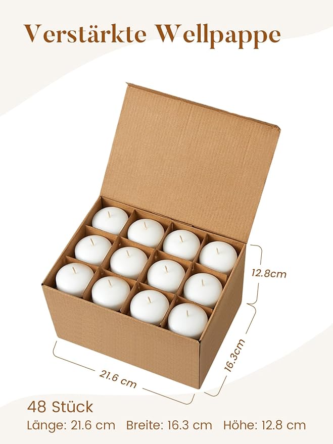 White Floating Candles 2 inch, 48 Pack Floating Candles 5-6 Hours Long Burning, Unscented Floating Candle for Centerpieces, Wedding, Christmas Lights, Romantic Night for Her/Him Set