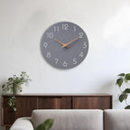 Mosewa Wall Clock Silent Non Ticking Decorative for Kitchen Bedroom Bathroom Office Living Room Battery Operated 10 Inch Gray Modern Simple