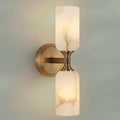 14.4in Alabaster Wall Sconce, Gold Sconces with Spanish Marble, Modern Brass Wall Mounted Lamp, Hardwired LED Wall Lighting for Bathroom Bedroom Living Room Staircase Hallway Dining Room