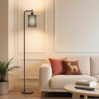 Floor Lamp with Linen Shade, Dimmable Tall Standing Lamp with Remote Control & 3 Color Temperatures, Modern Floor Lamps for Living Room Bedroom Office Corner, 9W LED Bulb Included