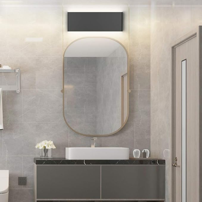 Aipsun 15.8in Modern Black Vanity Light Up and Down LED Vanity Light for Bathroom Wall Lighting Fixtures Neutral White 4000K