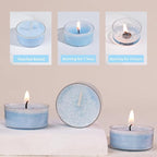 Unscented Plant Tealights Candles, 5 Hours Long Burning Blue Tea Lights Baby Shower Candle, Non-Paraffin, Smokeless, Mini Tealight Votive Candles for Wedding, Valentine's Day, Christmas, 12pcs