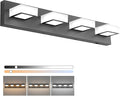 Ralbay 5 Color Temperature 4 Lights Black Vanity Lights Dimmable Acrylic Modern LED Black Bathroom Vanity Lighting Fixtures