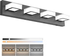 Ralbay 5 Color Temperature 4 Lights Black Vanity Lights Dimmable Acrylic Modern LED Black Bathroom Vanity Lighting Fixtures