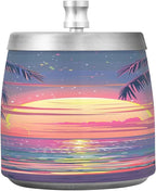 Hawaii Sunset Beach View Ashtray with Lid, Outdoor Ashtrays for Patio, Stainless Steel Ashtray Odorless Smokeless for Home Office Balcony