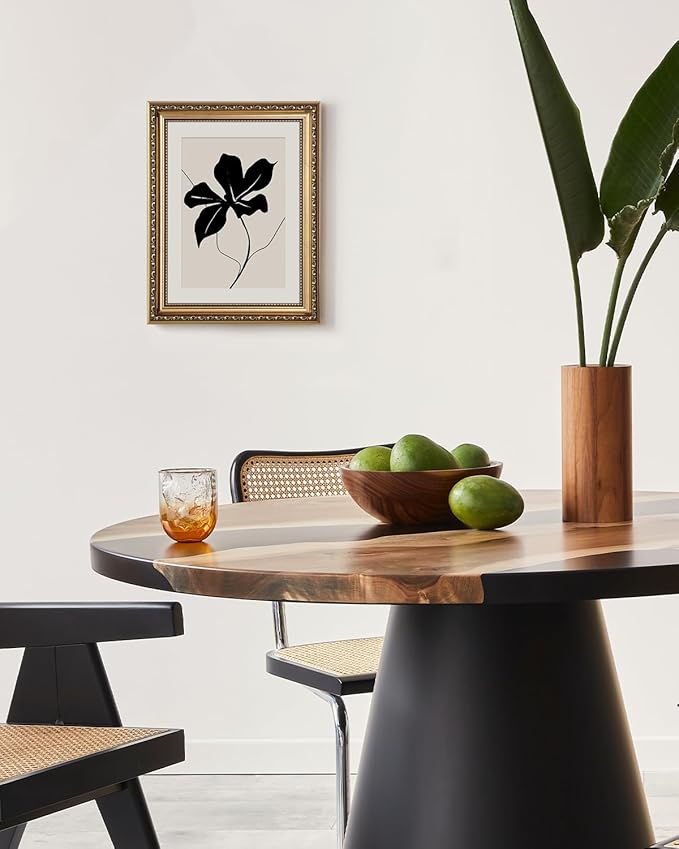ARPEOTCY Vintage Gold Framed Wall Art Decor, 11x14 Inch Abstract Black Floral Prints, Black and White Wall Art for Living Room Bedroom, Minimalist Botanical Bathroom Decor Aesthetic