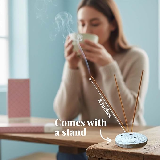 Folkulture Incense Sticks | Set of 120 with Holder for Relaxation | Cherry Blossom & White Musk | Organic, Slow Burning, Non-Toxic | Luxe Floral Fragrance, for Valentines
