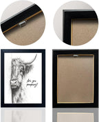 Gongyuanyihao Arts Funny Highland Cow Bathroom Wall Art with Black Frame, Are You Pooping Sign for Farmhouse Restroom Decor, Rustic Humorous Canvas Print Painting Ready to Hang 12"x16"