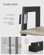 VASAGLE Ladder Shelf, 4-Tier Bookshelf, Storage Rack, Bookcase with Steel Frame, for Living Room, Home Office, Kitchen, Bedroom, Industrial Style, Heather Greige and Ink Black ULLS44MB