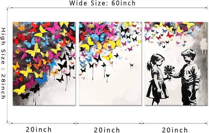 Novatique Banksy Wall Art Pop Art Wall Decor Street Art Posters Decor Graffiti Abstract Canvas Wall Art for Teen Boy and Girl Bedroom Living Room,20" x 28" x 3Pcs