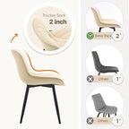 YOUNUOKE Dining Chairs Set of 2 Mid Century Modern Kitchen Chair Comfortable Upholstered Faux Leather Dinner Chairs for Kitchen Dining Room, Beige