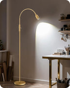 Reading Floor Lamp, 74.2" Tall LED Lamp with, 360° Flexible Gooseneck & Touch Control, 5000K Cool White LED, Sturdy Base, Crafts Standing Lamp, for Reading, Living Room, Matte Gold D16LD05