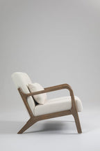 KEIKI Mid Century Modern Accent Chair, Ergonomic Design Armchair with Solid Wood Base, Includes Lumbar Cushion for Back Support