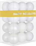 White 2.5" Christmas Balls Christmas Tree Decoration Ornaments Shatterproof Hanging Balls for Birthday Halloween Holiday Wedding Decorations Set of 24pcs