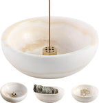 Koville Turkish Natural Marble Incense Holder, 5inch Incense Holders for Sticks, Sturdy Incense Burner Ash Catcher, Ideal for Meditation, Relaxing, Easy to Clean
