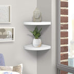 AHDECOR Wood Corner Shelves White, Durable Floating Corner Shelf for Organizing and Displaying Décor in Any Room, Set of 2