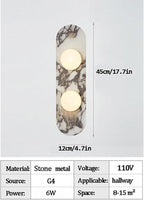 Natural Marble Wall Sconces, 2-Light Alabaster Wall Light in one sconce, Hardwired Wall Light Fixtures, Modern Wall Mount Wall Lights for Dining Room Stairs Bedroom
