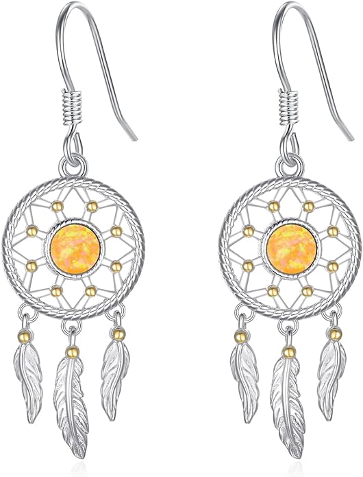 Dream Catcher Earrings for Women 925 Sterling Silver Western Earrings Dream Catcher Dangle Cowgirl Earrings Bohe Jewelry Gifts for Women