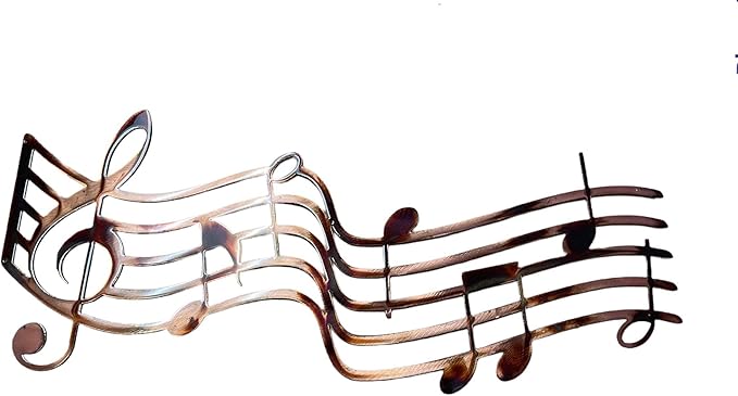 Music Staff and Notes Metal Wall Art Décor Copper/Bronze Plated 24" x 9 1/2"