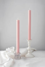10" Candle Sticks, Ribbed Taper Candles, Blush Pink, 4-Pack, Unscented