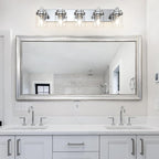 Bathroom Light Fixtures, 5-Light Bathroom Vanity Lights Over Mirror, Polished Chrome Vanity Lights with Glass Shade, 31" Modern Wall Sconce for Cabinet Porch Bedroom, Hallway E26