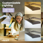 Neatfi LED Desk Lamp, 3,500 Lumens, 3 Light Modes, Dimmable, 45W, 26” Wide Shade, 540 SMD LEDs, Eye-Caring Task Lamp for Reading, Crafting, Workbench, Office (CCT with Clamp, White)