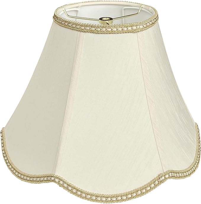 TOOTOO STAR Small Scalloped Lampshades,6" x 13" x 9.25" bell shaped Lampshade, handmade beige DIY Vintage lamp shades for Floor or Table Lamp