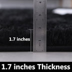 FJZFING Black Round Rug Ultra-Soft Plush Modern 7x7 Circle Area Rug for Kid's Bedroom, Fluffy Shag Circular Rug for Nursery Room, Non-Slip Home Decor Cute Black Carpet for Teen's Room