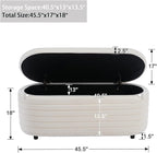 Kmax 45" Storage Bench Faux Fur Entryway Bench Upholstered Ottoman Bench for Bedroom Living Room Hallway, White