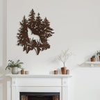 SIGNLEADER Metal Wall Art Decor Wolf and Pine Tree Minimalist Modern Abstract Wall Sculpture Hangings Home Decoration for Living Room, Bedroom, Bathroom, Kitchen, Outdoor - 30" Bronze